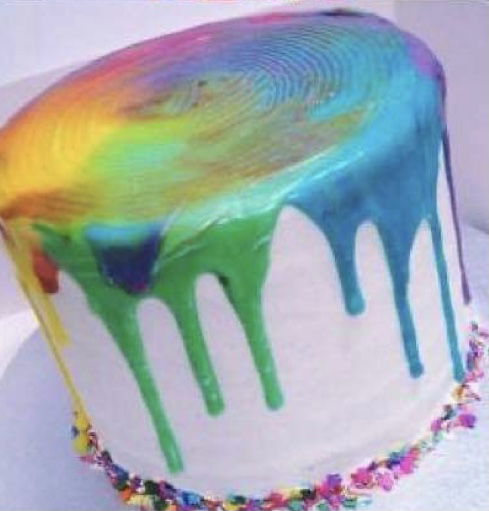 4 Layer Vanilla Tie-Dye Cake With Ganache