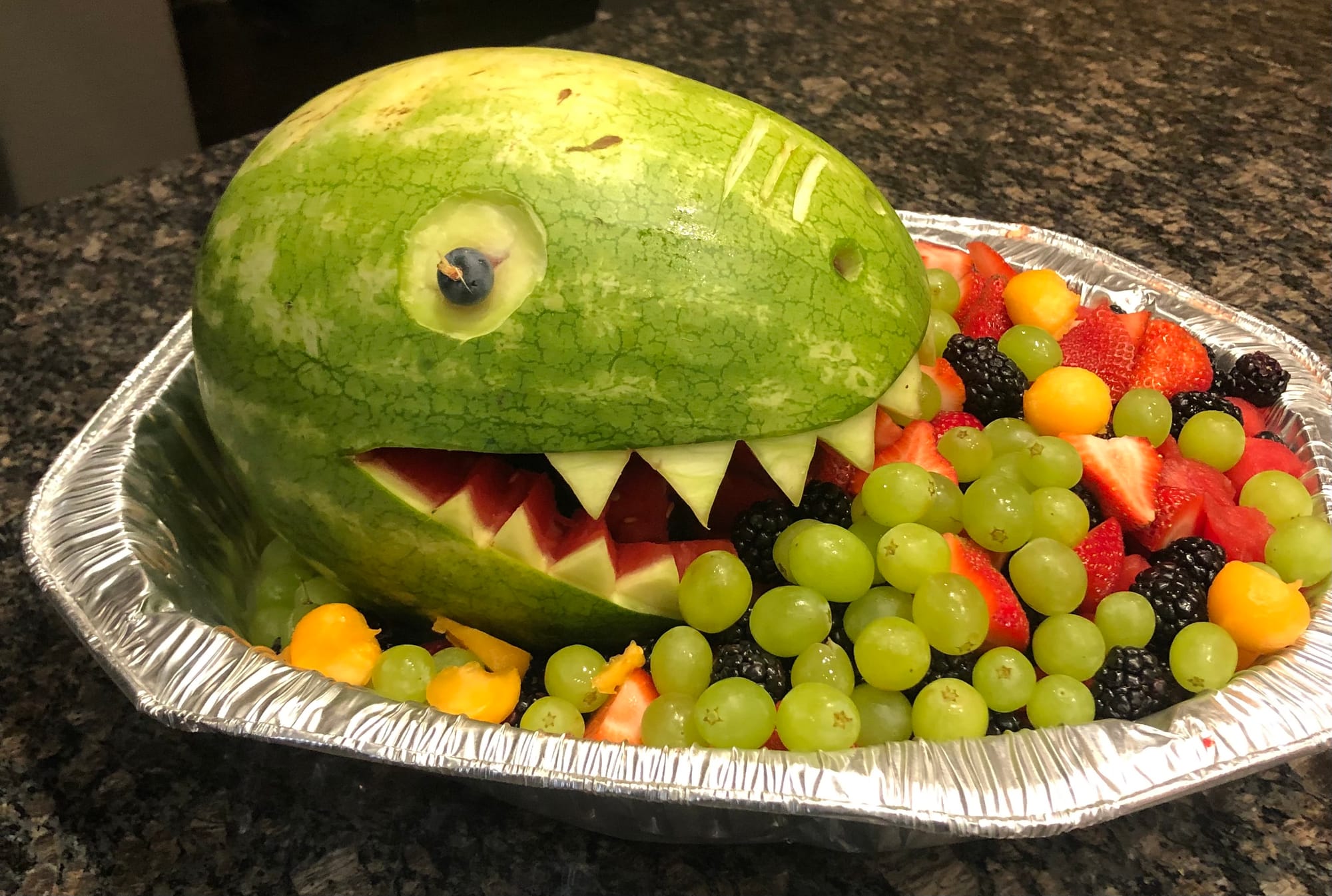 T-Rex Dinosaur Fruit Sculpture Tray