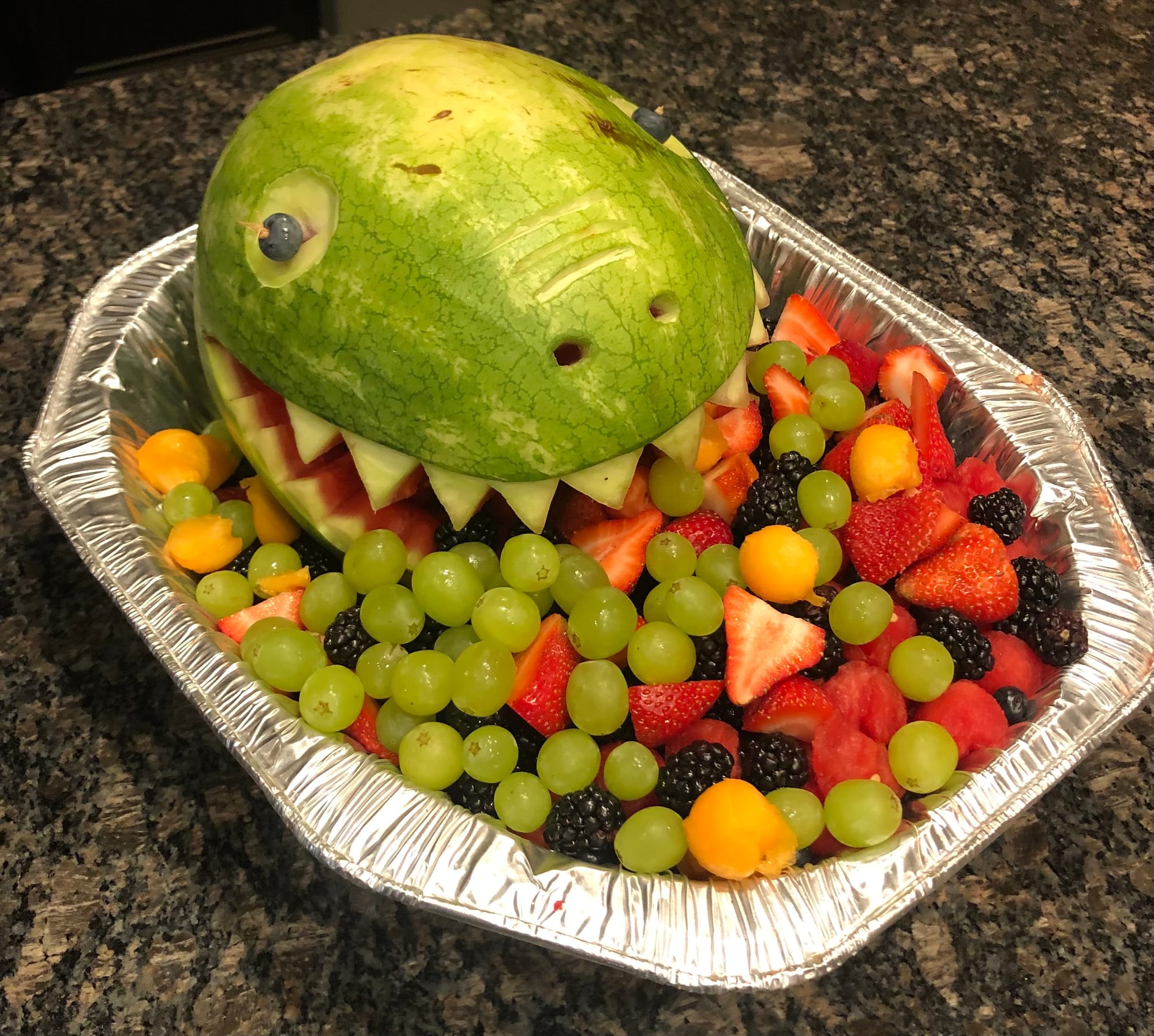 T-Rex Dinosaur Fruit Sculpture Tray