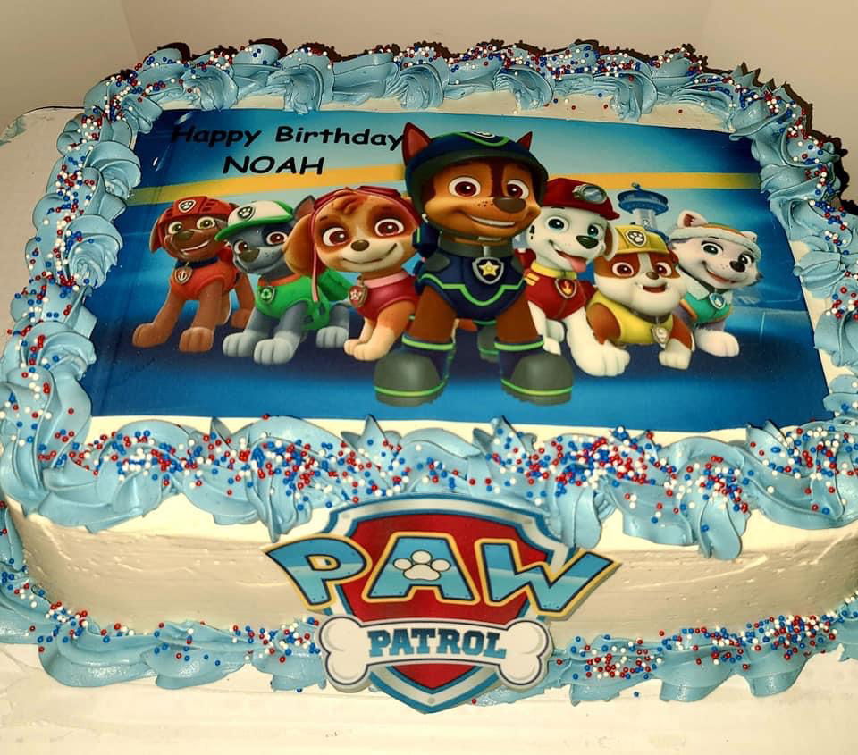 2 Layer Paw Patrol Vanilla Sheet Cake With Buttercream Frosting