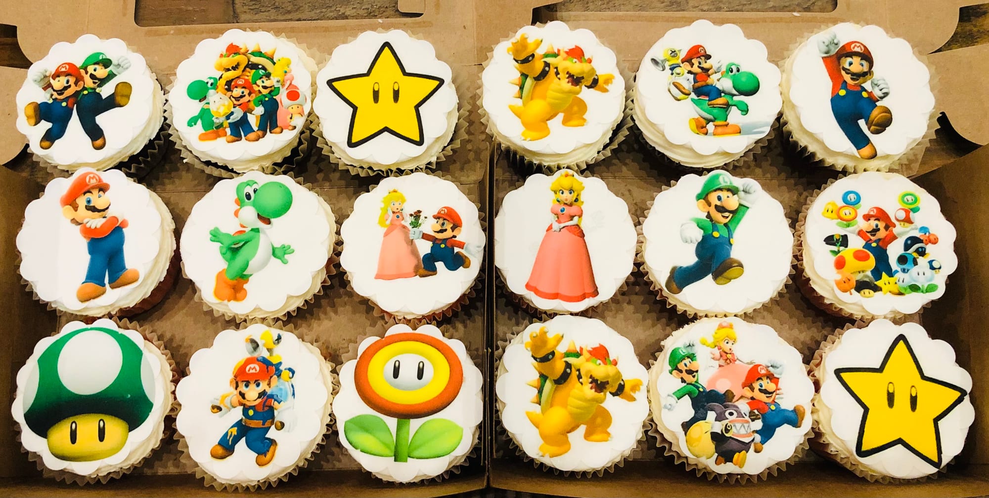 Super Mario Bros. Chocolate And Strawberry Cupcakes
