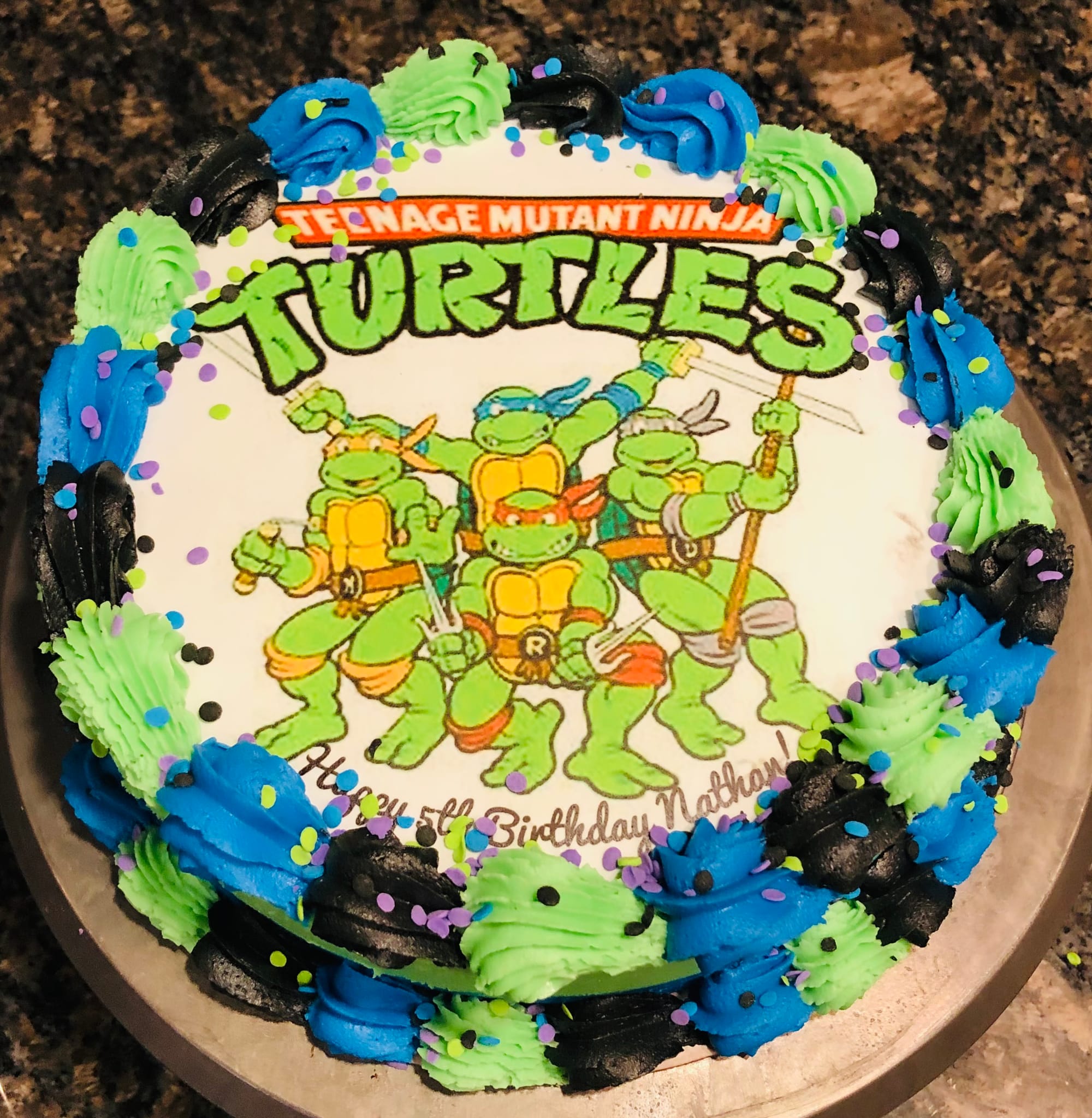 2 Layer Chocolate & Oreo Teenage Mutant Ninja Turtles Cake With Buttercream Frosting