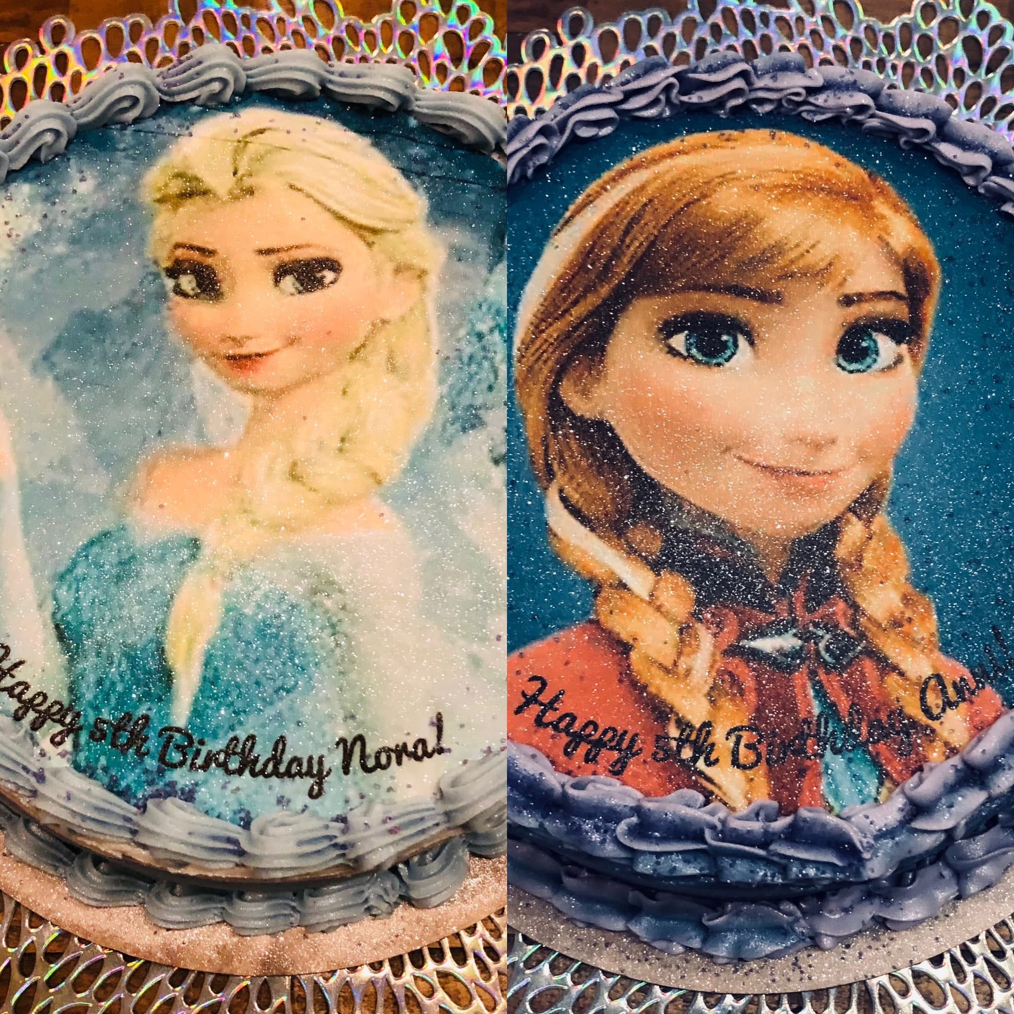 2 Layer Birthday Cake Flavor Frozen Elsa & Anna Cakes