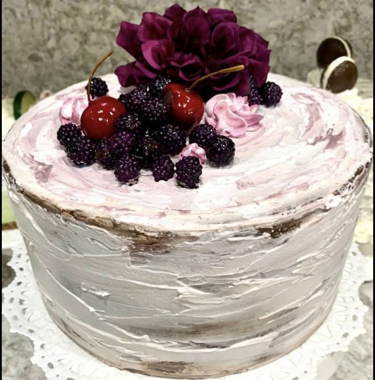 3 Layer Vanilla Rustic Cake With Buttercream Frosting