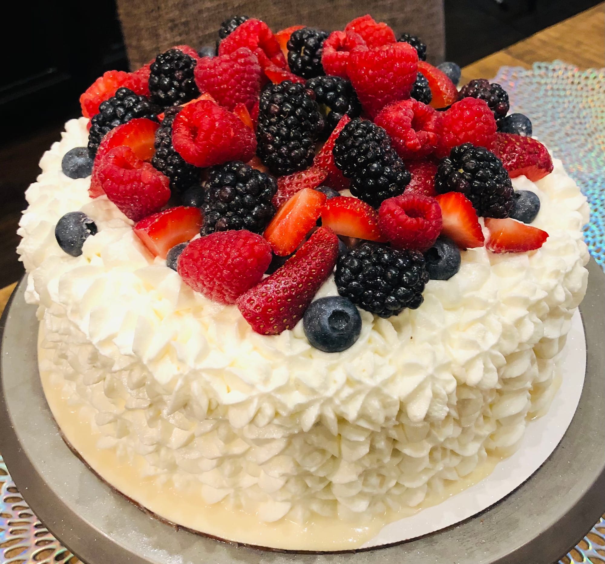 2 Layer Tres Leches With Berry Filling & Berry Topping