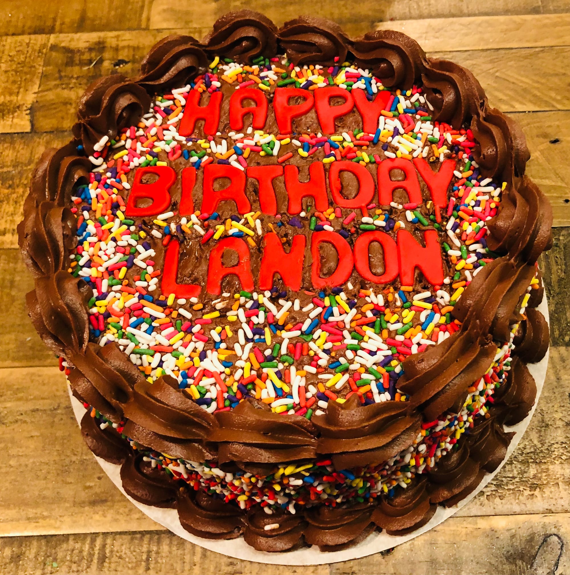 2 Layer Chocolate Sprinkle Cake With Chocolate Buttercream Frosting