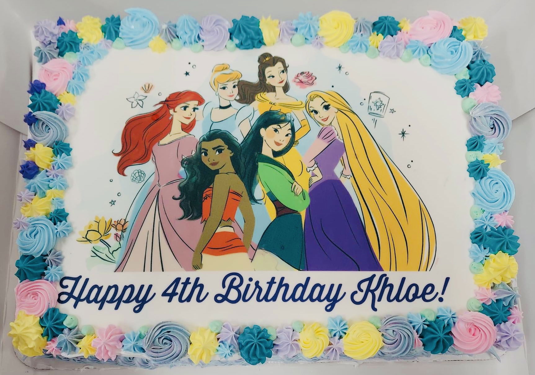 2 Layer Funfetti Disney Princess Sheet Cake With Buttercream Frosting