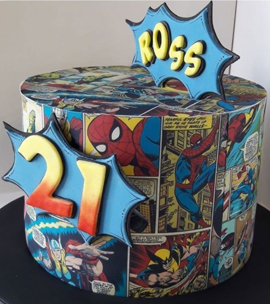 3 Layer Chocolate, Vanilla, and Red Velvet Spider-Man Cake