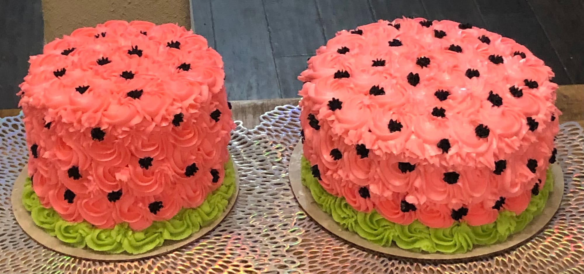 3 Layer Marble Watermelon Cake With Matching Baby Smash Cake
