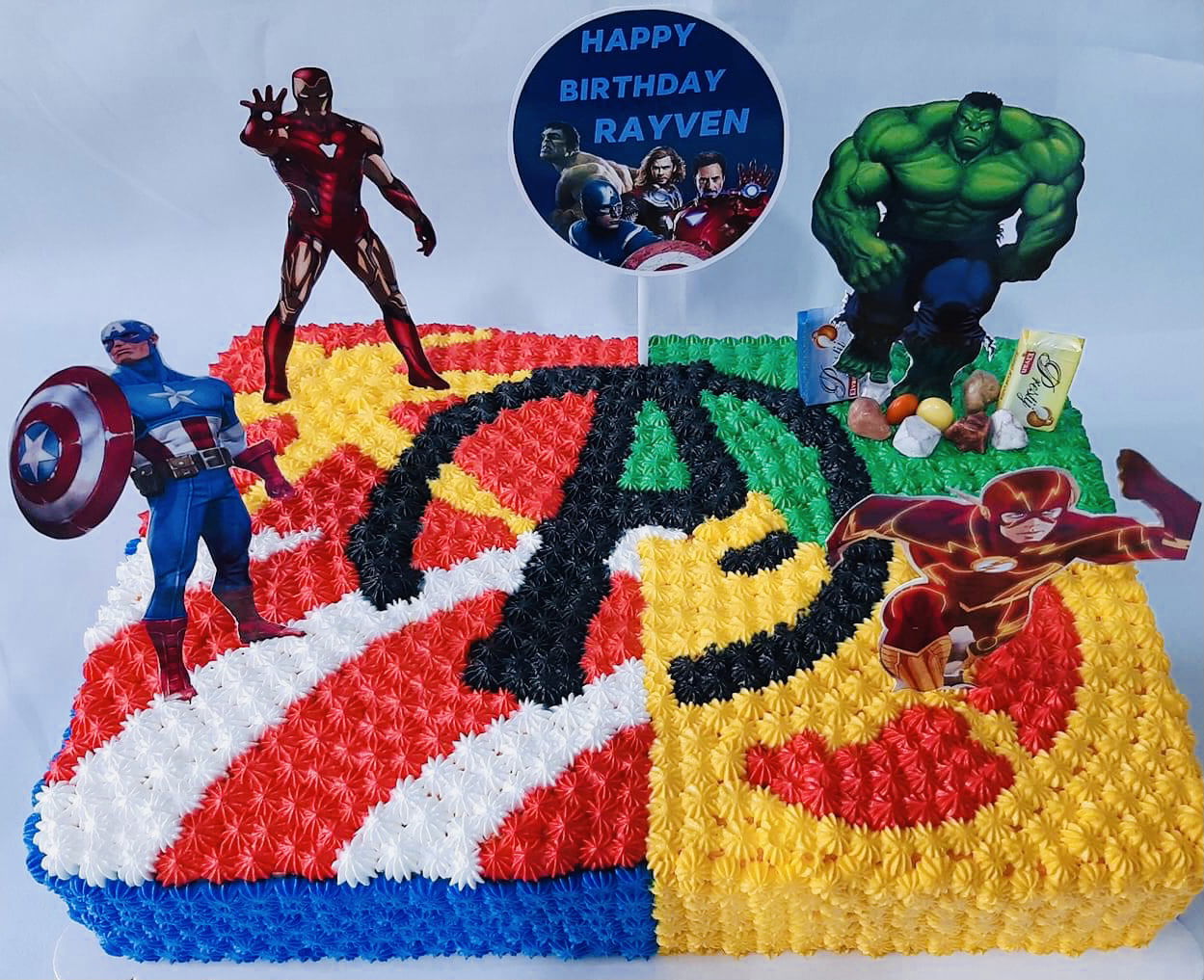 Vanilla Super Heroes Sheet Cake With Buttercream Frosting