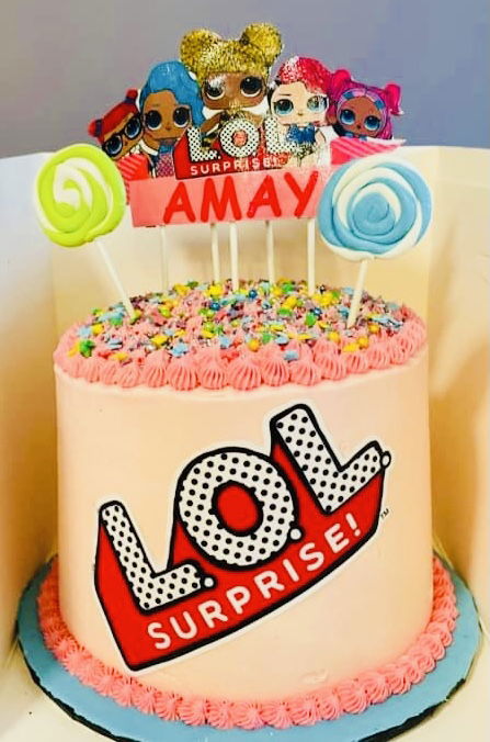 4 Layer Vanilla and Chocolate LOL Birthday Cake With Buttercream Frosting