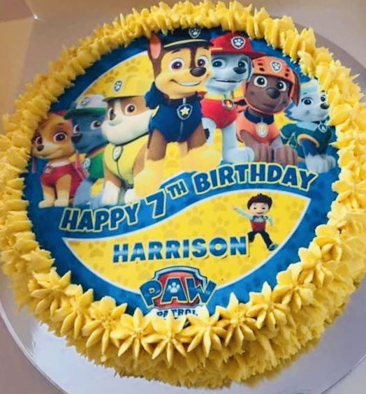 2 Layer Vanilla Paw Patrol Cake With Buttercream Frosting