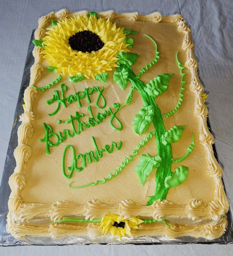 Vanilla Sunflower Sheet Cake With Buttercream Frosting