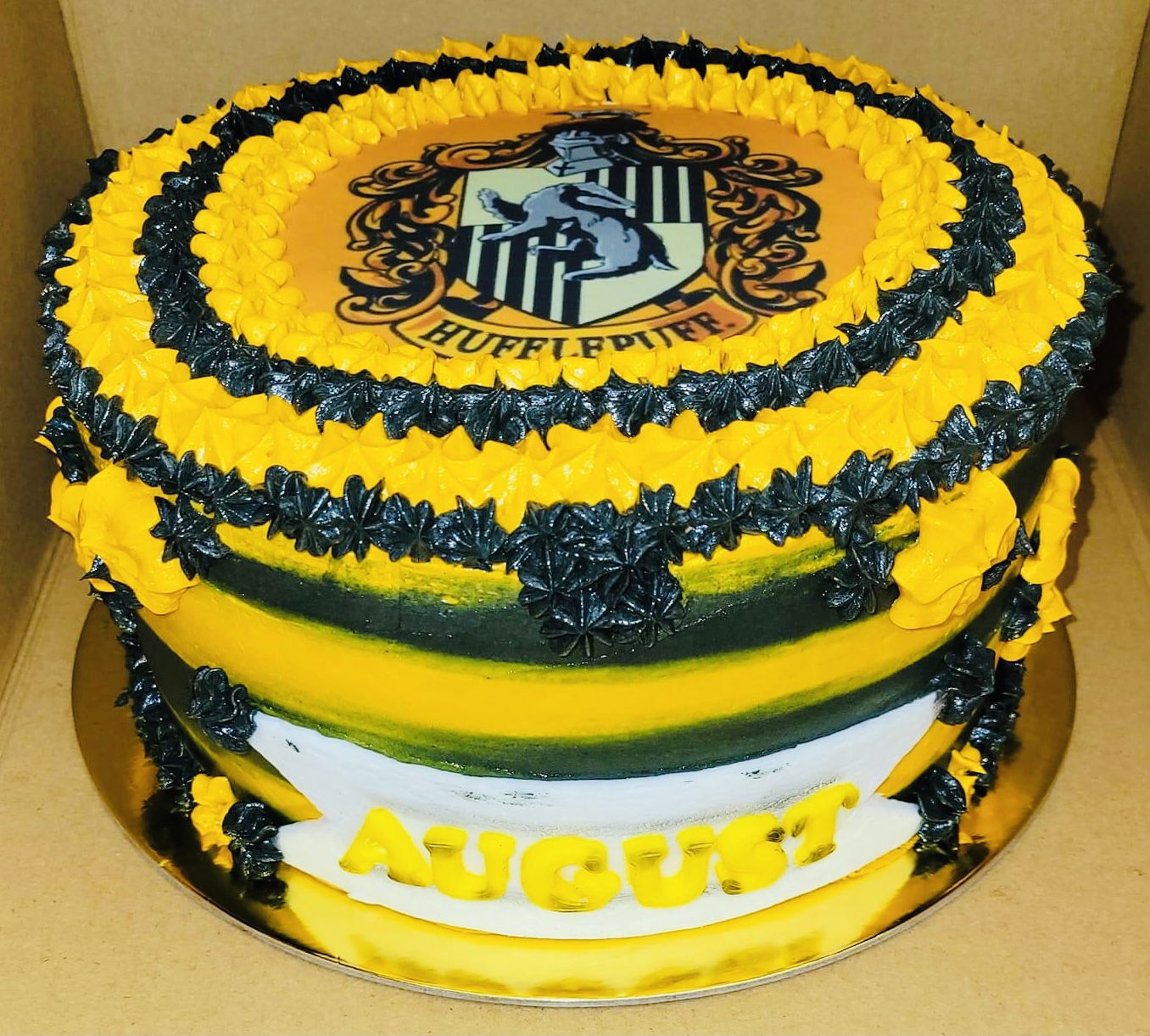 3 Layer Marble Harry Potter Birthday Cake With Buttercream Frosting