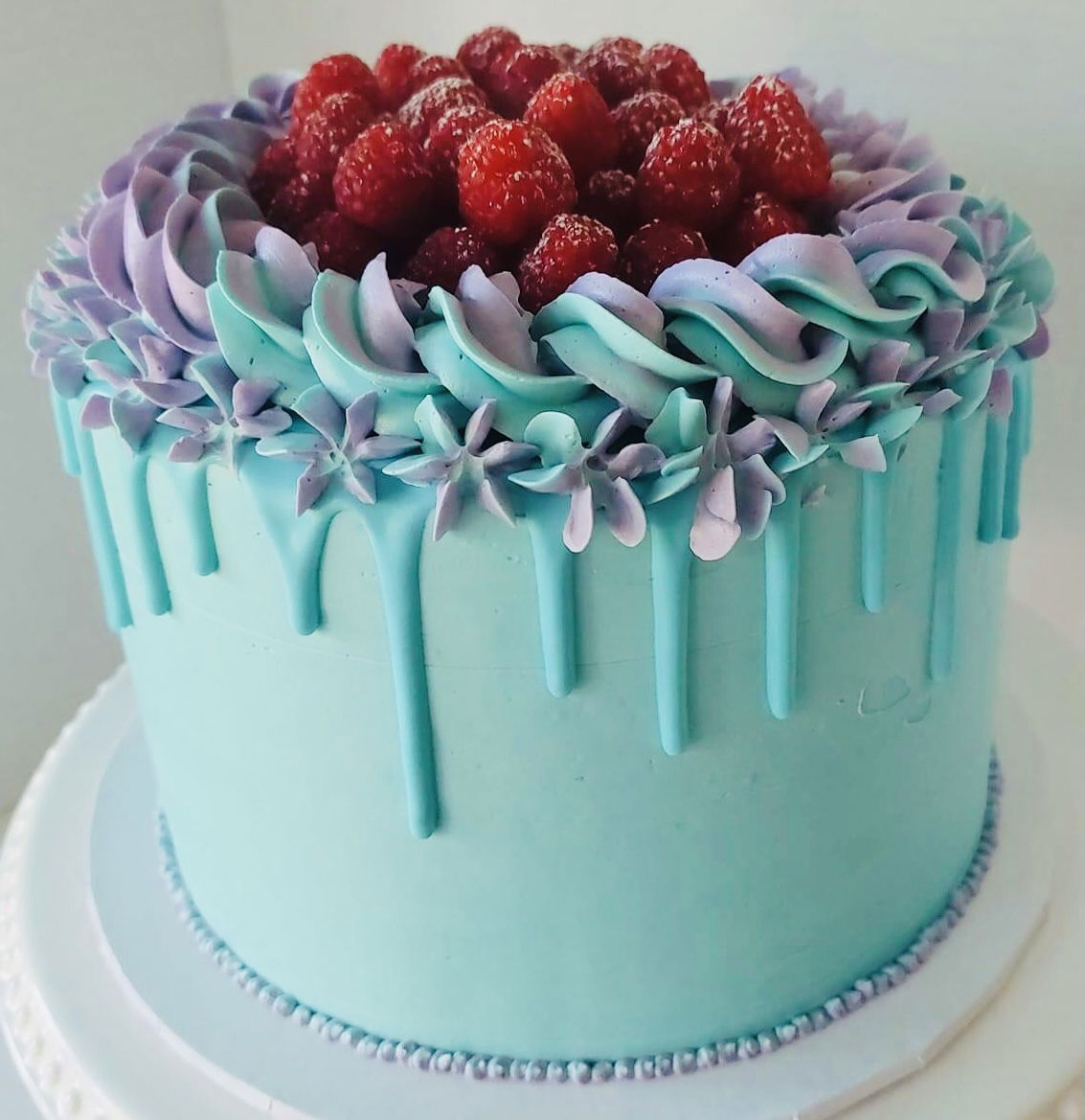 3 Layer Raspberry Vanilla Drip Cake