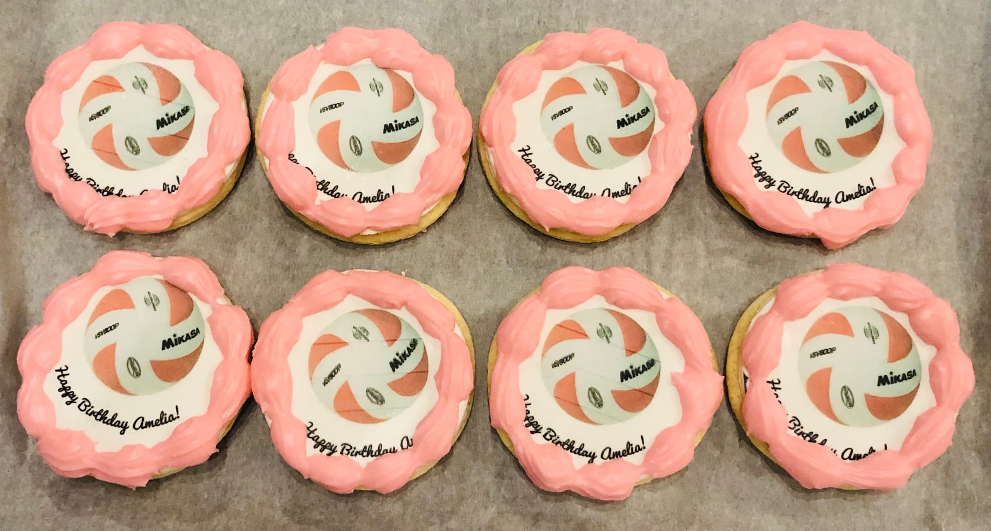Pink Volleyball Sugar Cookies