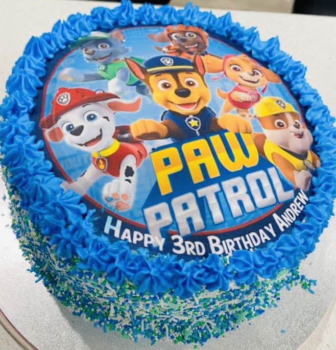 2 Layer Chocolate Paw Patrol Cake With Buttercream Frosting