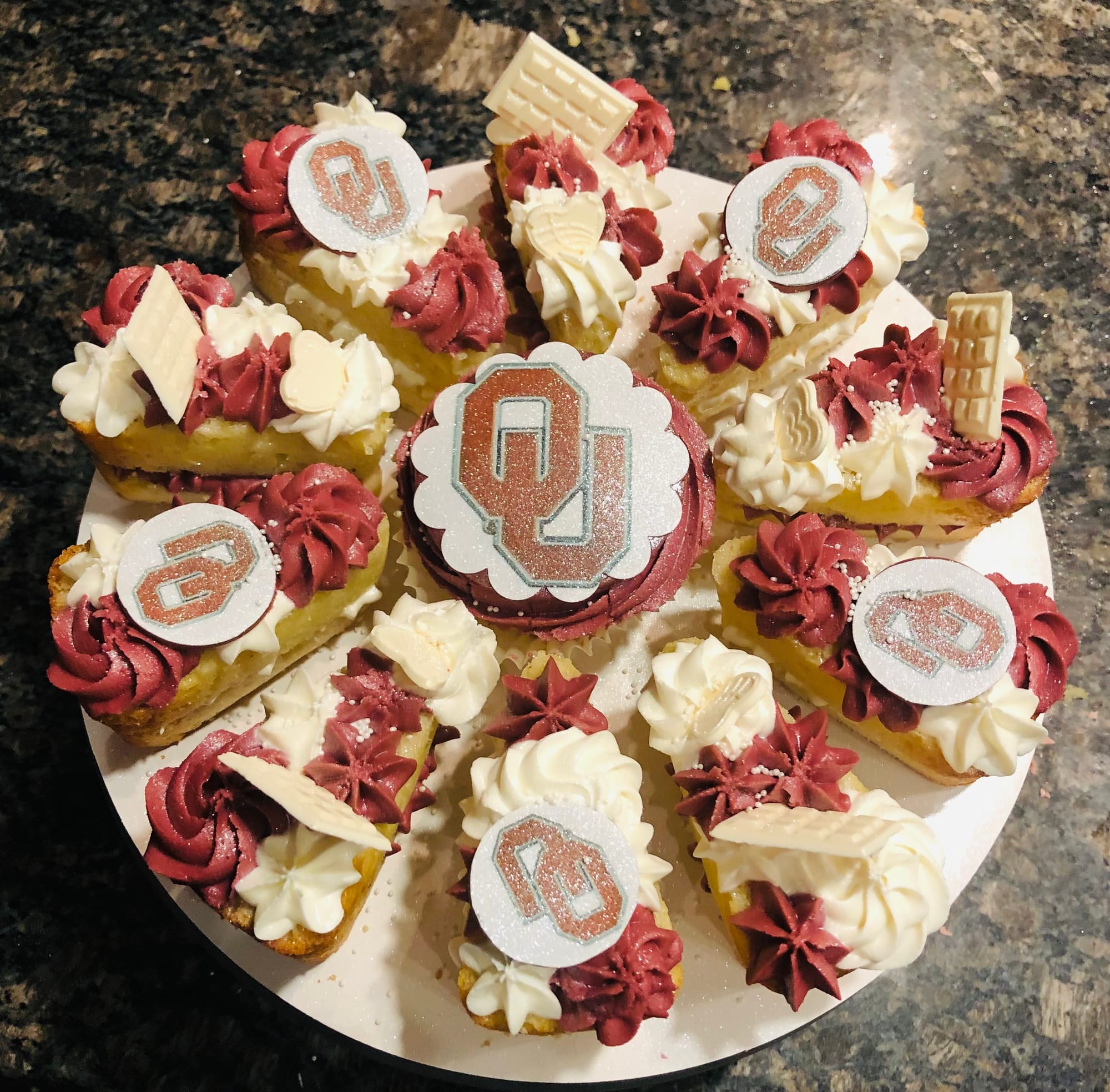 Vanilla Oklahoma University Pizza Cake With Buttercream Frosting