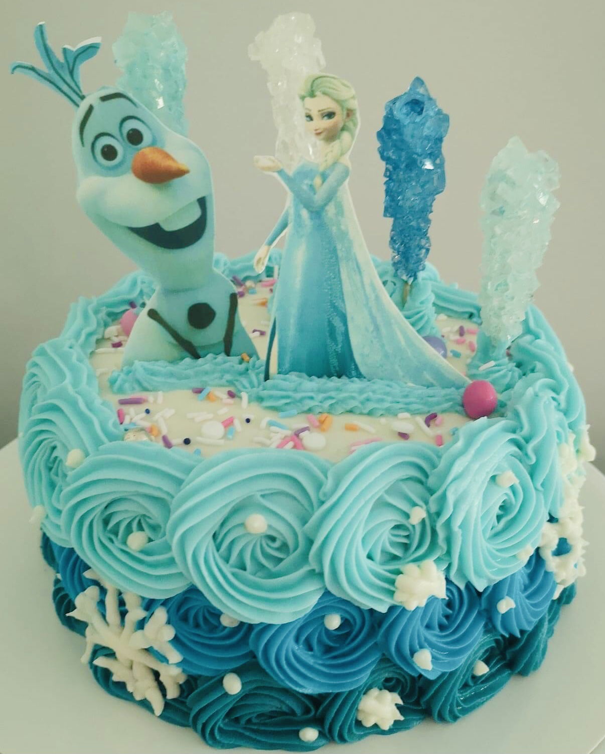 2 Layer Funfetti Frozen Birthday Cake With Buttercream Frosting