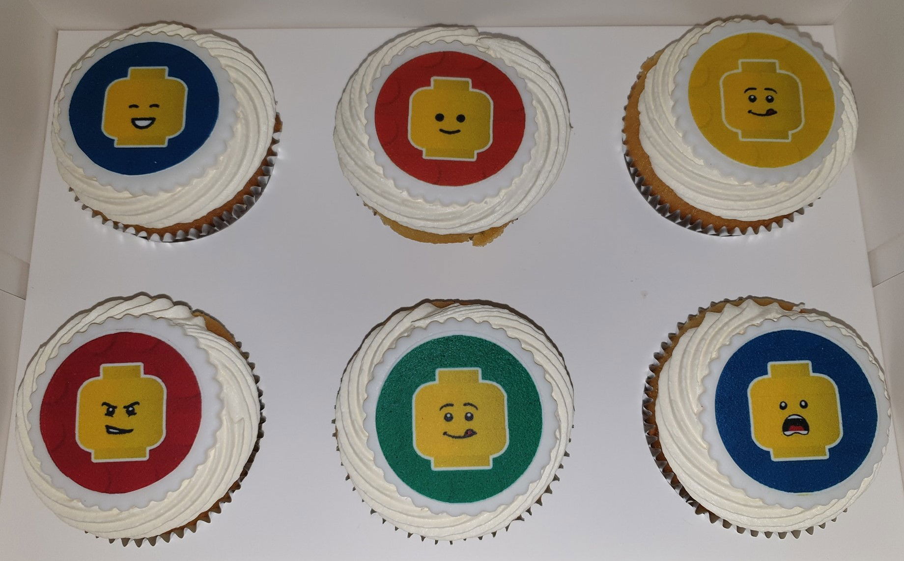 Vanilla Lego Cupcakes With Buttercream Frosting, and Edible Image