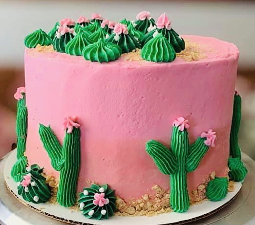 3 Layer Chocolate Cactus Cake With Buttercream Frosting