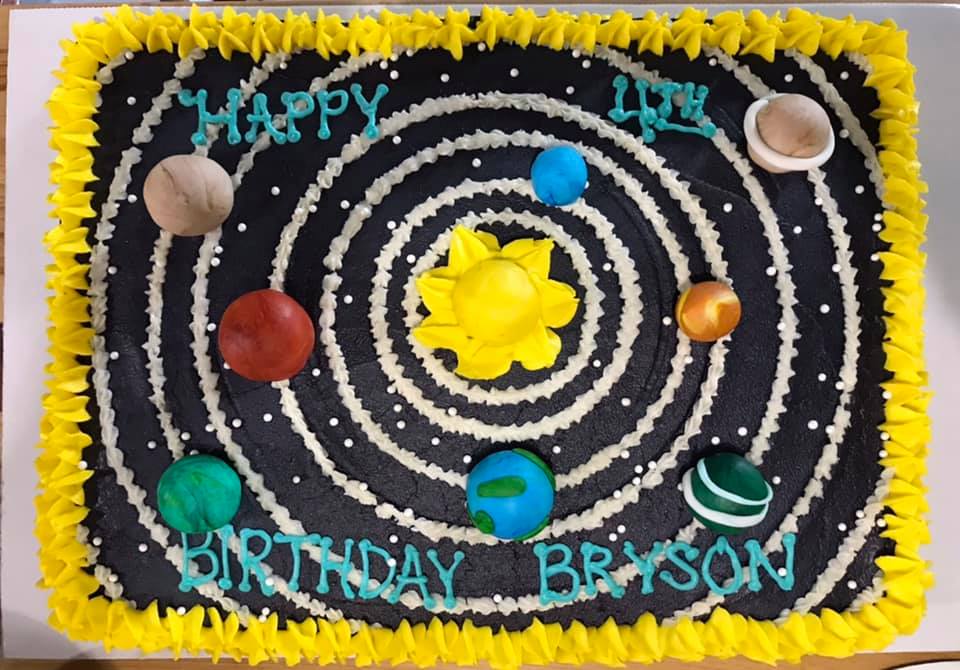 Vanilla Space Theme Sheet Cake With Buttercream Frosting