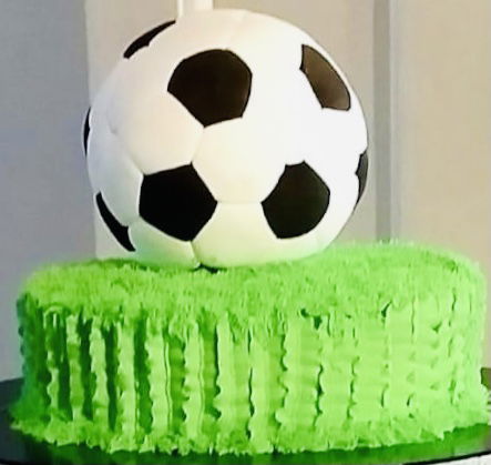 2 Layer Chocolate Soccer Birthday Cake With Buttercream Frosting and Fondant