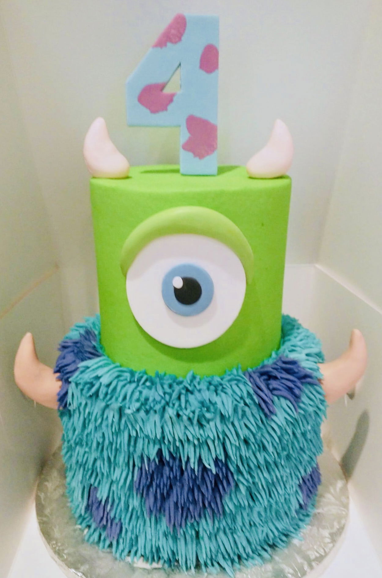 2 Tier Monsters, Inc. Birthday Cake With Buttercream Frosting and Fondant