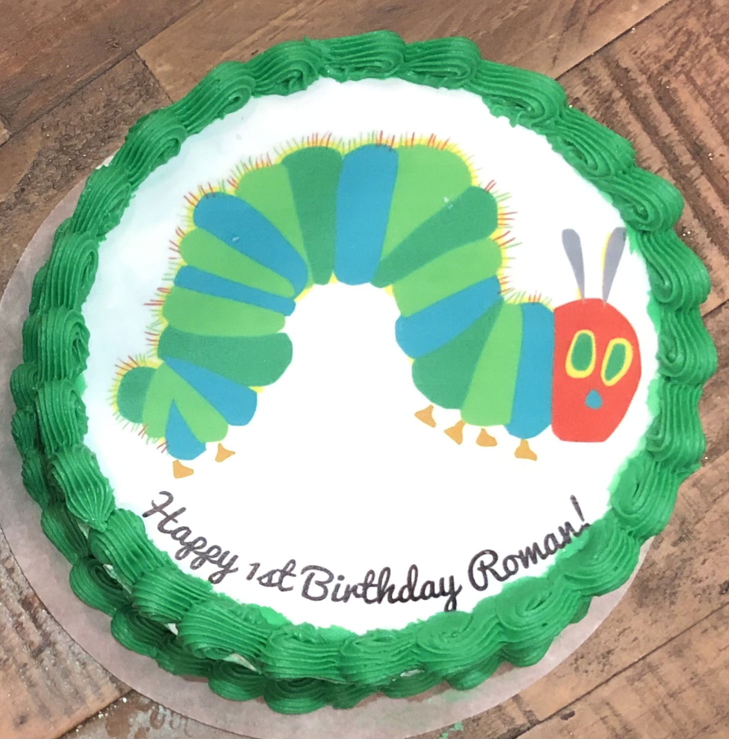 2 Layer Funfetti The Very Hungry Caterpillar Birthday Smash Cake