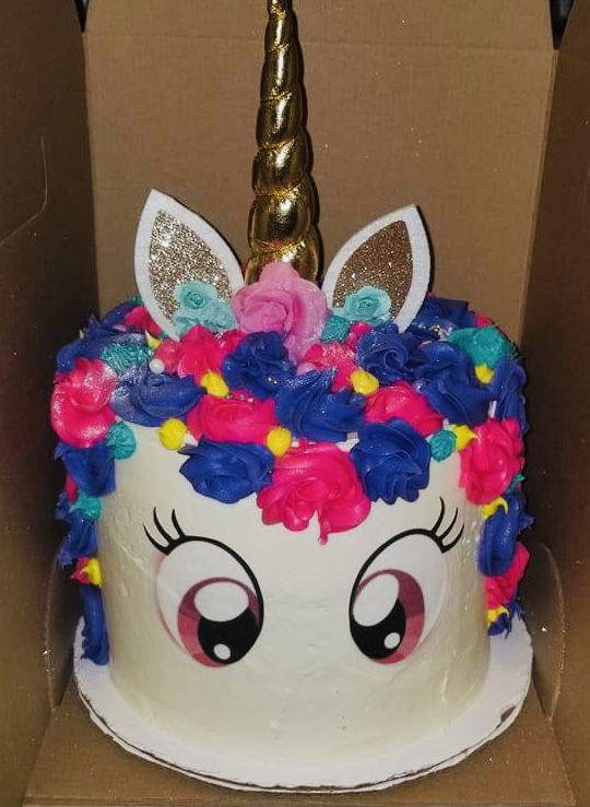 3 Layer Strawberry, Chocolate, and Vanilla Unicorn Cake With Buttercream Frosting