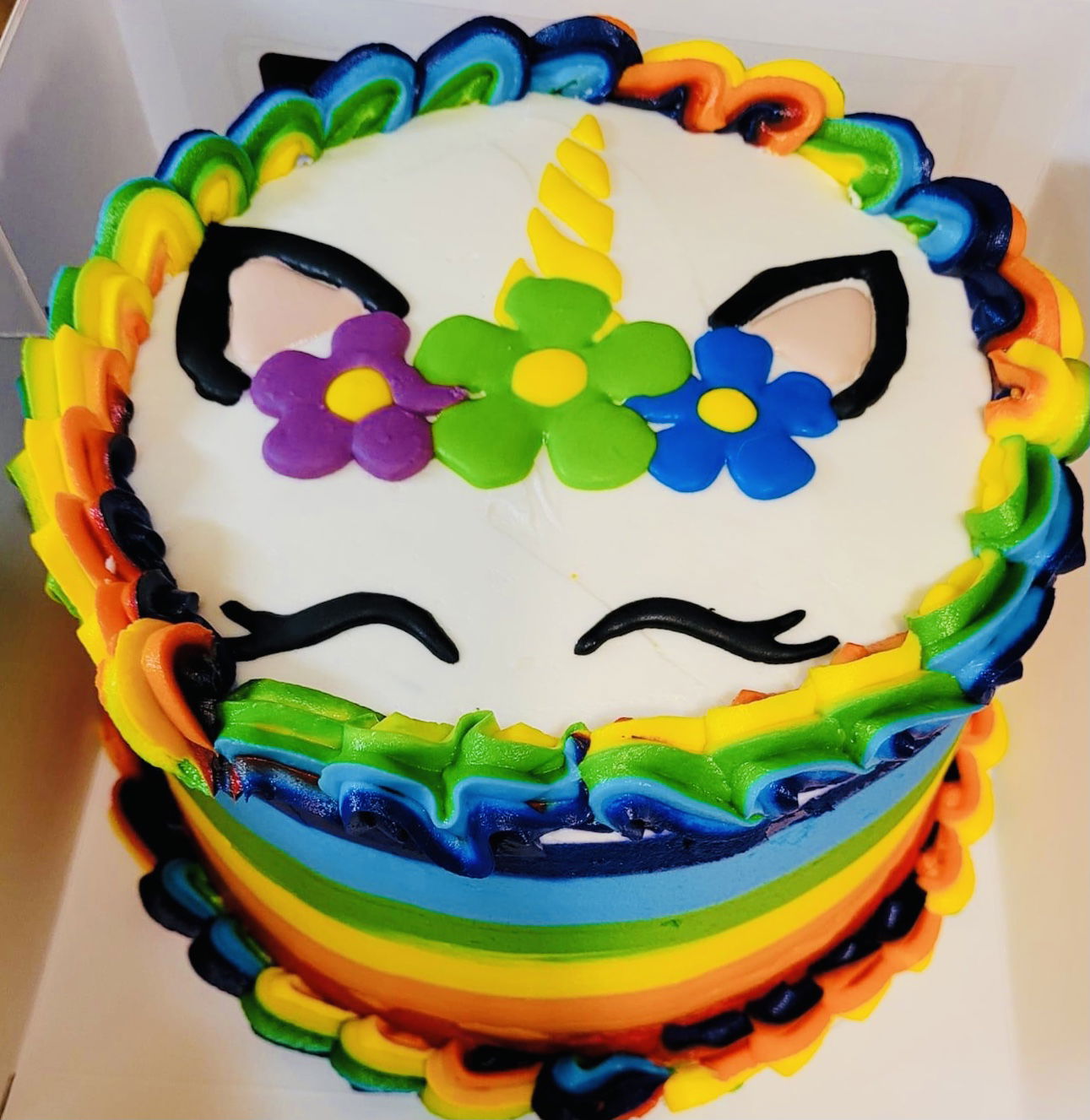 2 Layer Vanilla Unicorn Cake With Buttercream Frosting