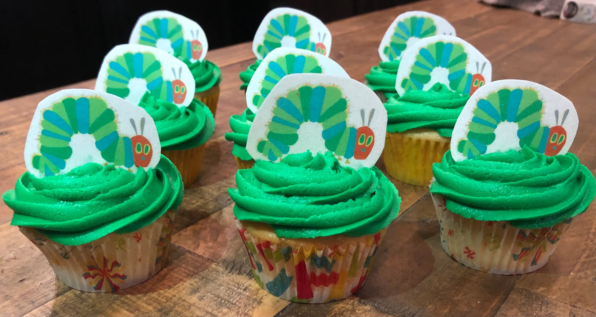 Funfetti The Very Hungry Caterpillar Birthday Cupcakes