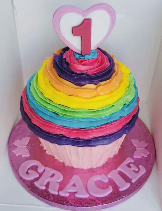 Vanilla Birthday Rainbow Smash Cake With Buttercream Frosting