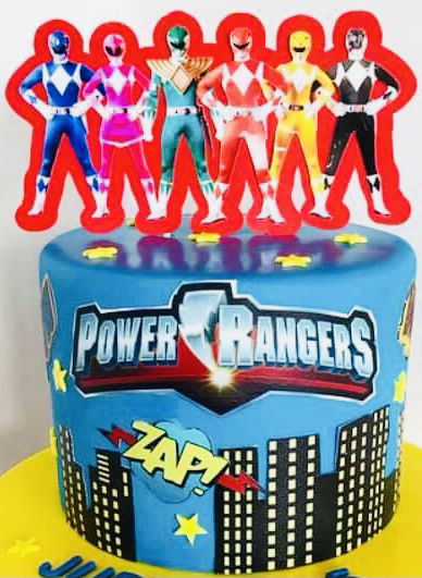 3 Layer Vanilla, Oreo, and Chocolate Power Rangers Cake With Edible Image