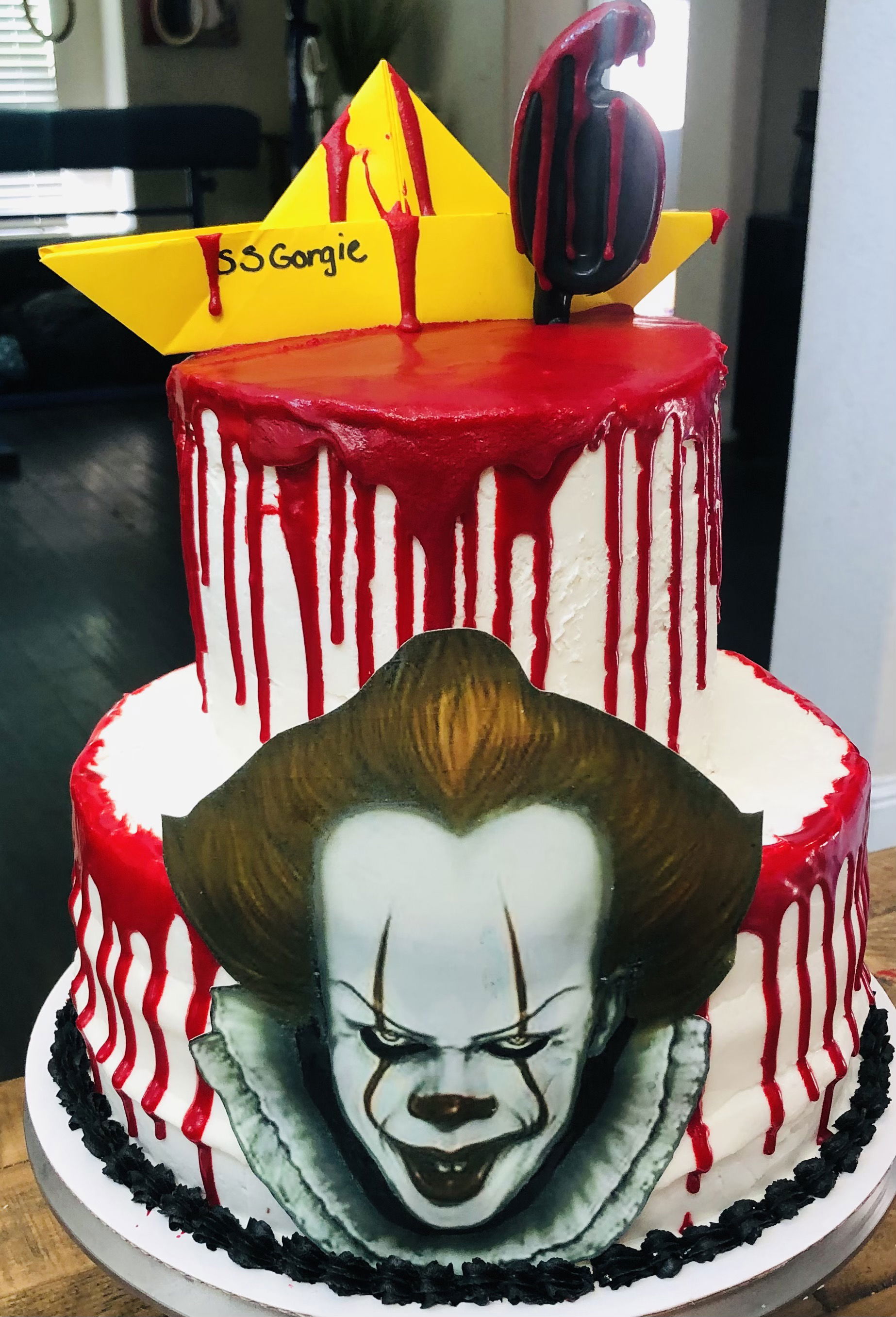 2 Tier Vanilla and Marble IT Cake with Buttercream Frosting and Edible Image