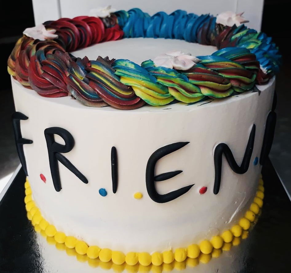 3 Layer Vanilla Friends Cake With Buttercream Frosting