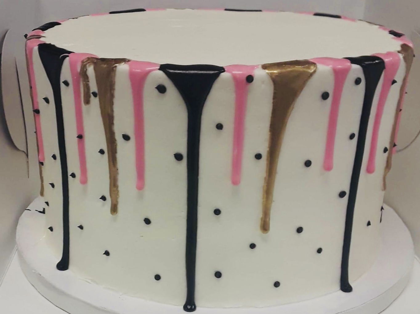 3 Layer Vanilla, Chocolate, and Strawberry Cake With Buttercream Frosting