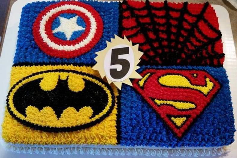 Vanilla Super Heroes Sheet Cake With Buttercream Frosting
