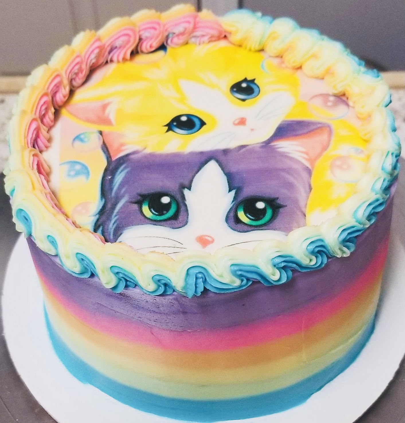 2 Layer Funfetti Kitty Cat Cake With Buttercream Frosting and Edible Image