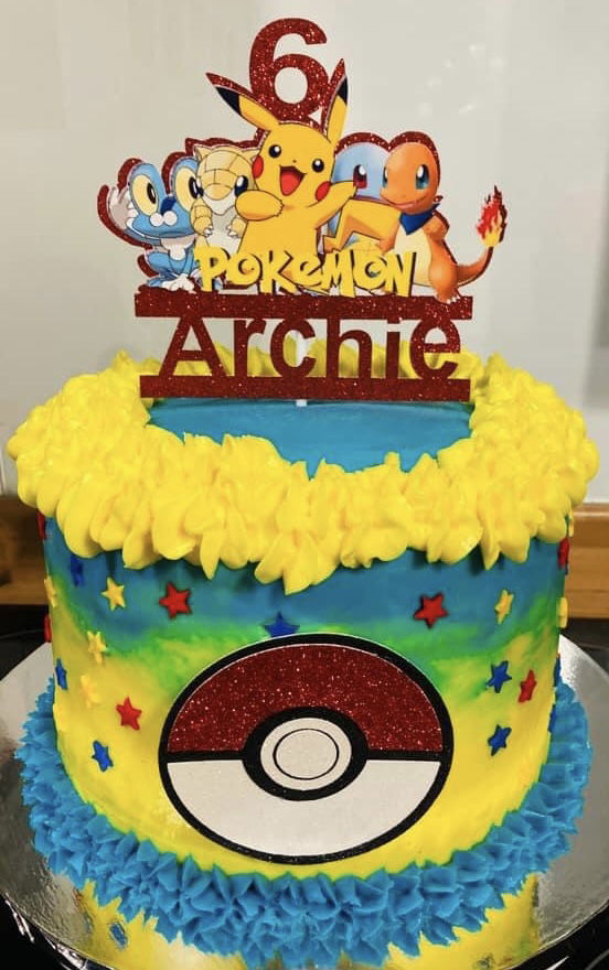 3 Layer Funfetti Pokémon Cake With Buttercream Frosting, Fondant, and Edible Image