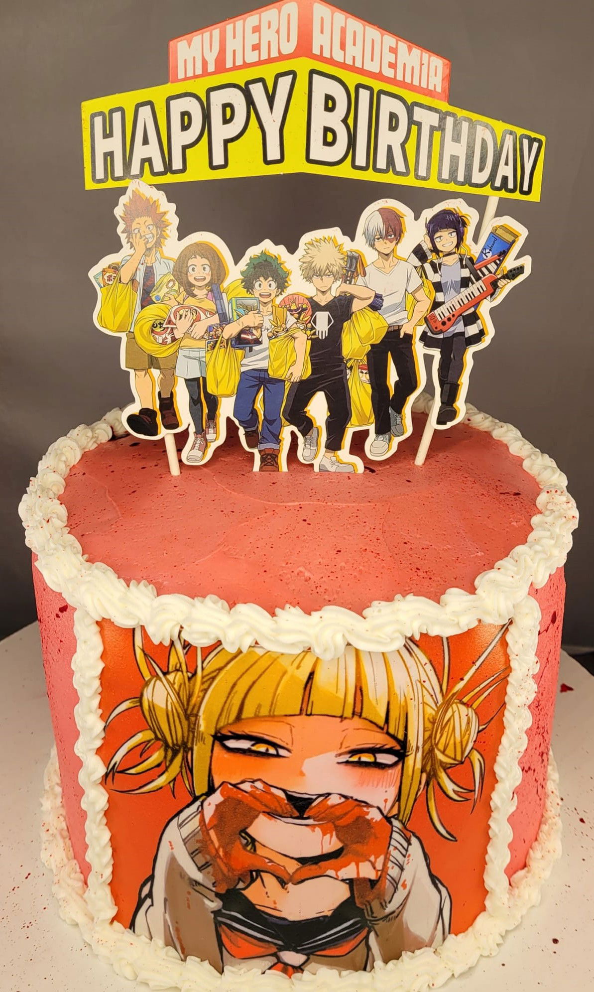 3 Layer Vanilla My Hero Academia Cake with Butter Cream Frosting and Edible Image