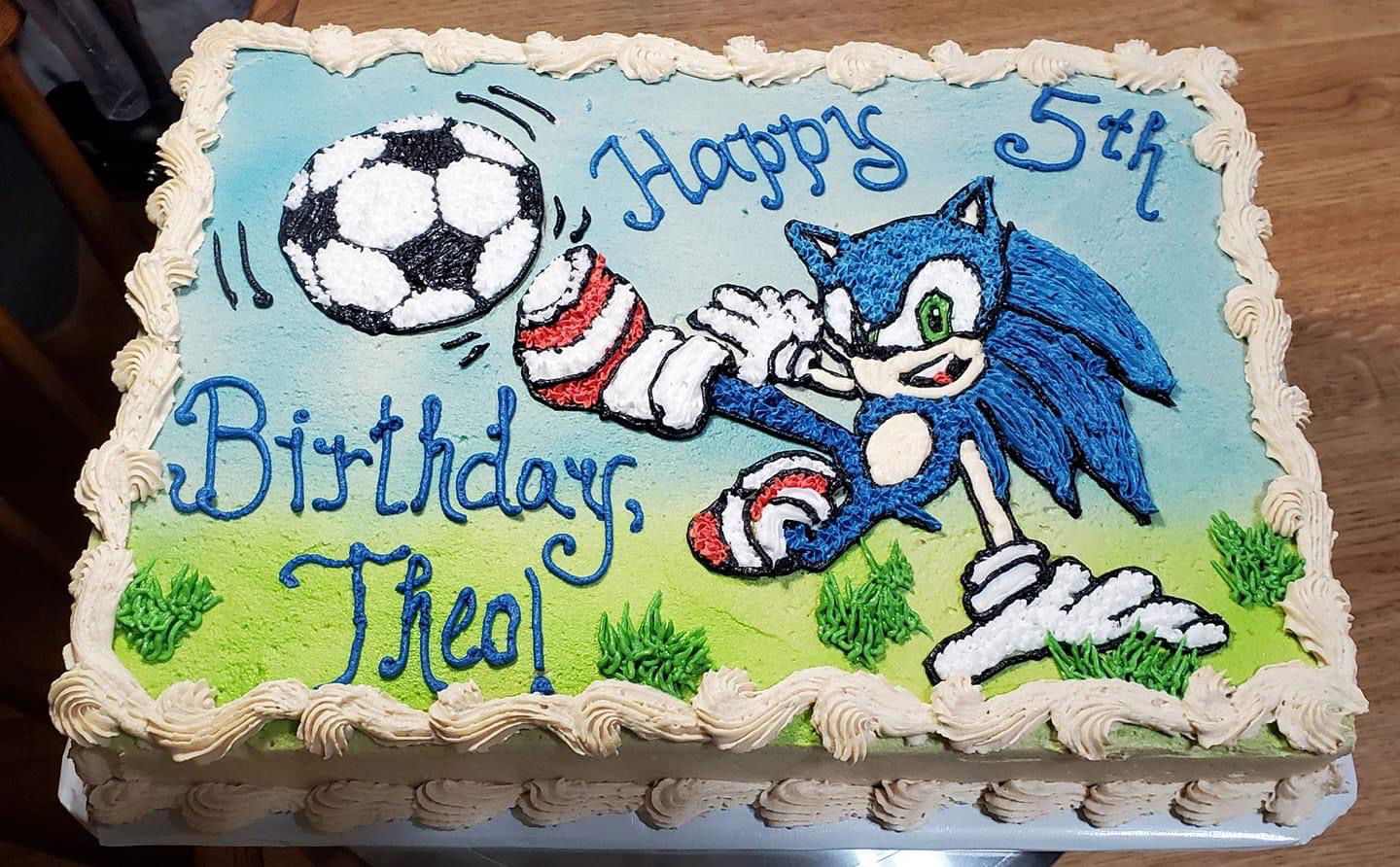 Vanilla Sonic The Hedgehog Sheet Cake With Buttercream Frosting