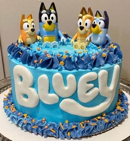 2 Layer Vanilla and Chocolate Bluey Cake With Buttercream Frosting and Fondant