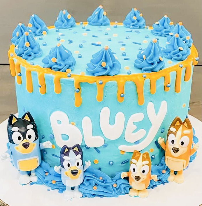 3 Layer Vanilla Bluey Cake With Buttercream Frosting