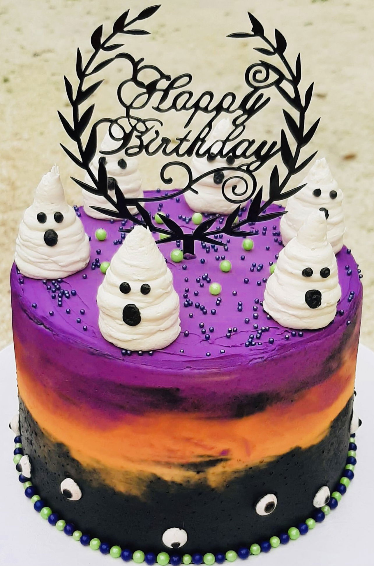 3 Layer Halloween Birthday Cake With Buttercream Frosting