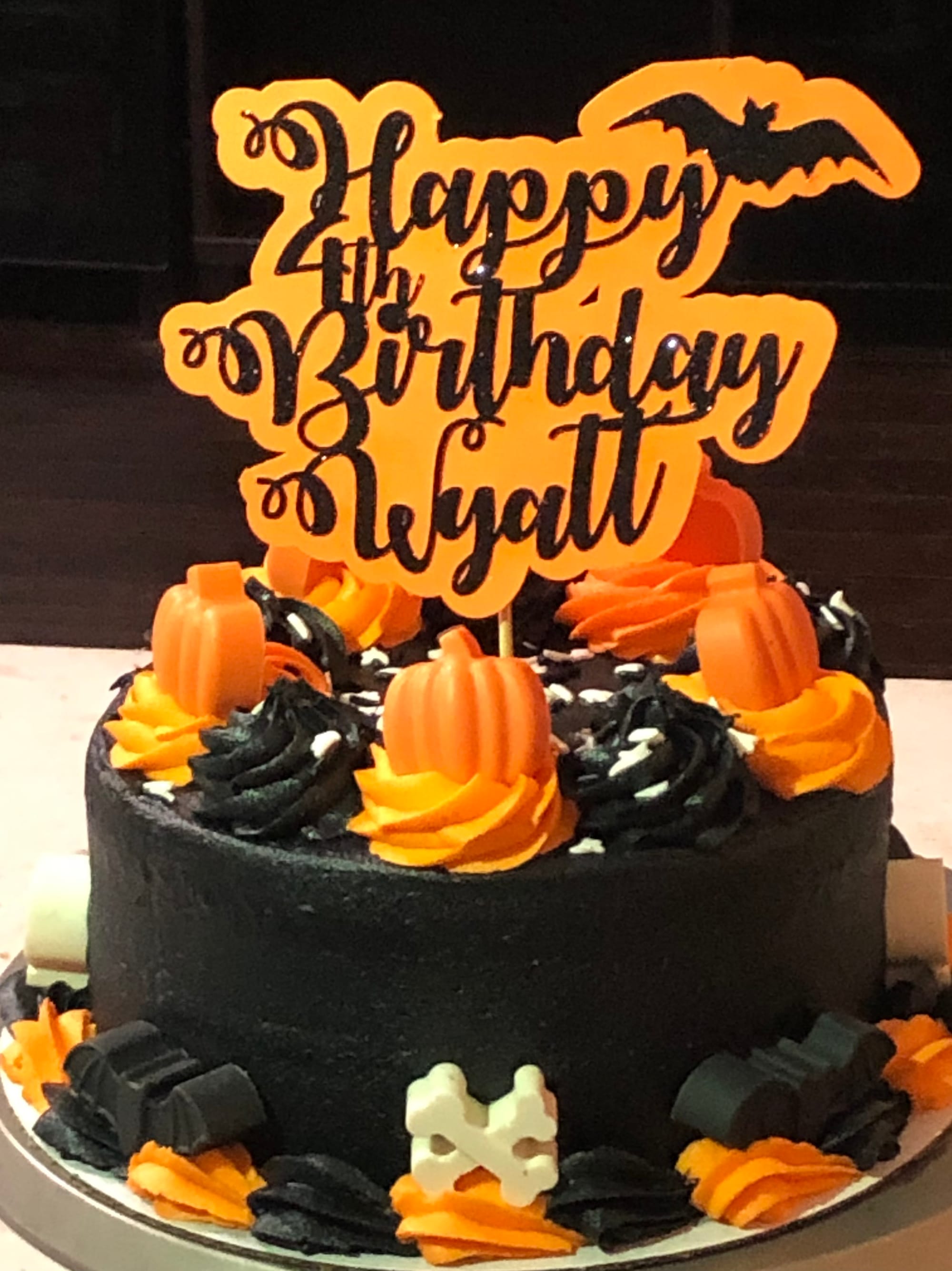 2 Layer Vanilla Halloween Birthday Cake With Buttercream Frosting