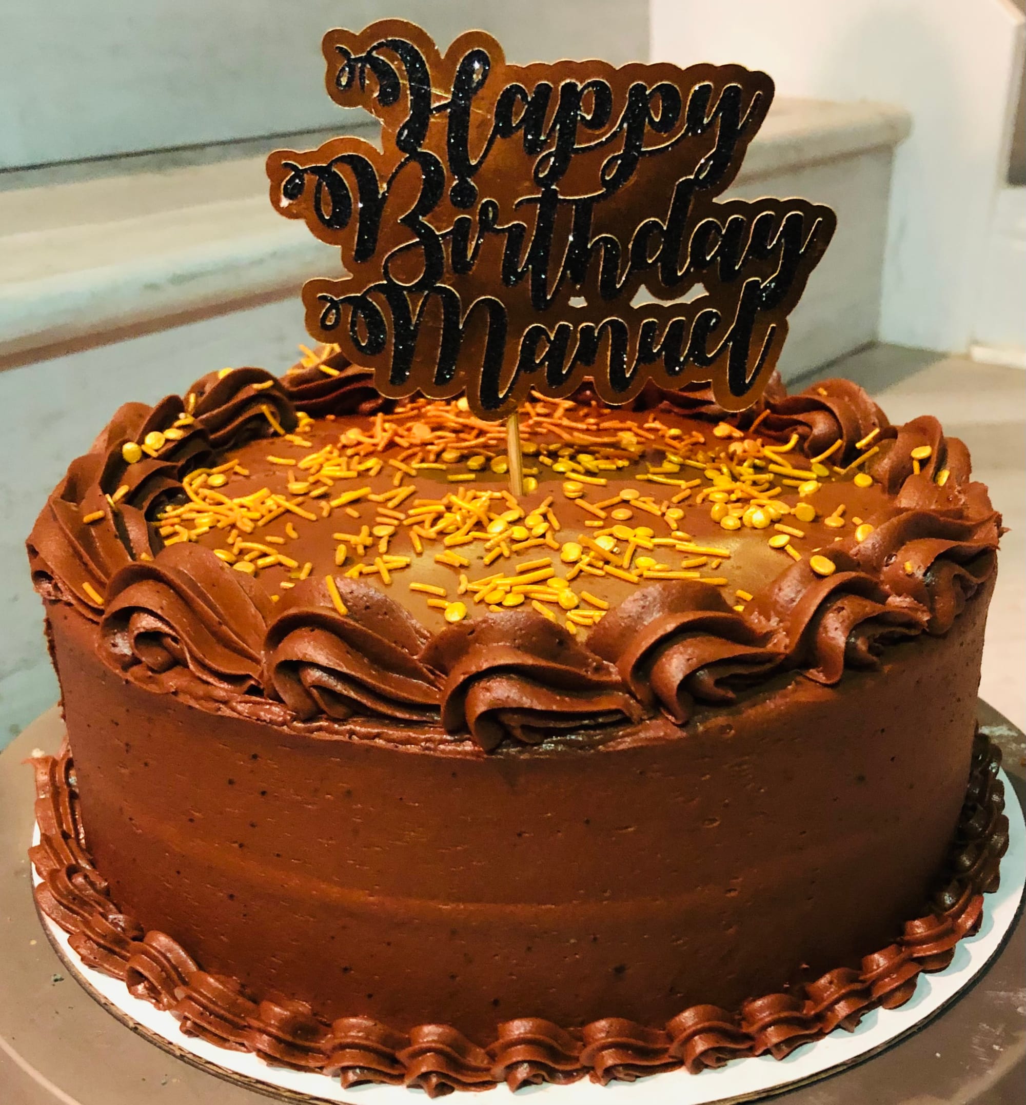2 Layer Vanilla with Chocolate Butter Cream Frosting