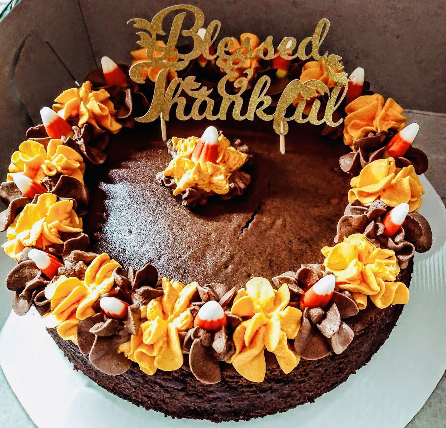 Chocolate Brownie Thanksgiving Cake With Buttercream Frosting
