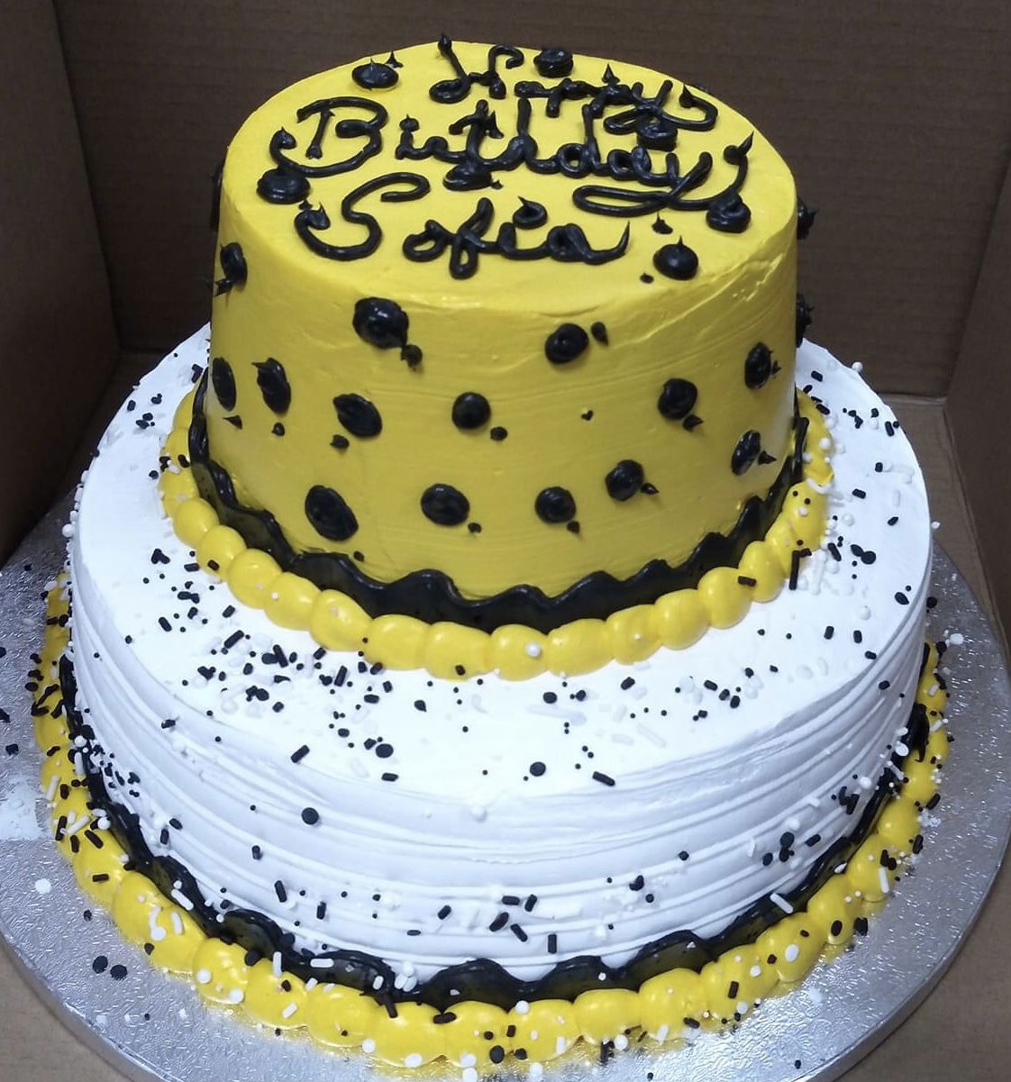 2 Tier Chocolate and Vanilla Cake With Buttercream Frosting