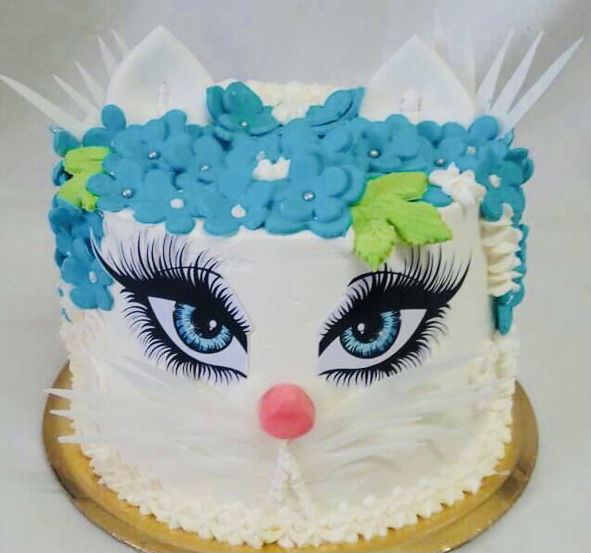 3 Layer Funfetti Cat Cake With Buttercream Frosting and Edible Image